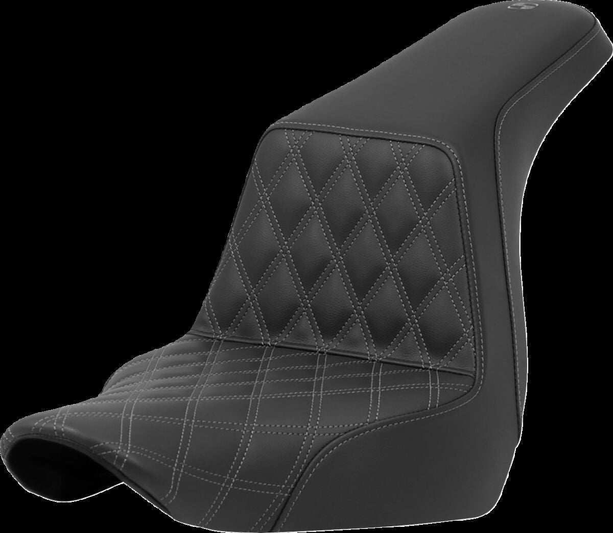 Saddlemen Step Up Front LS, Silver Stitch - 18+ Softail (Low Rider FXLR/FXLRS/FXLRST & Sport Glide FLSB) Seat Saddlemen
