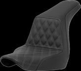 Saddlemen Step Up Front LS, Silver Stitch - 18+ Softail (Low Rider FXLR/FXLRS/FXLRST & Sport Glide FLSB) Seat Saddlemen