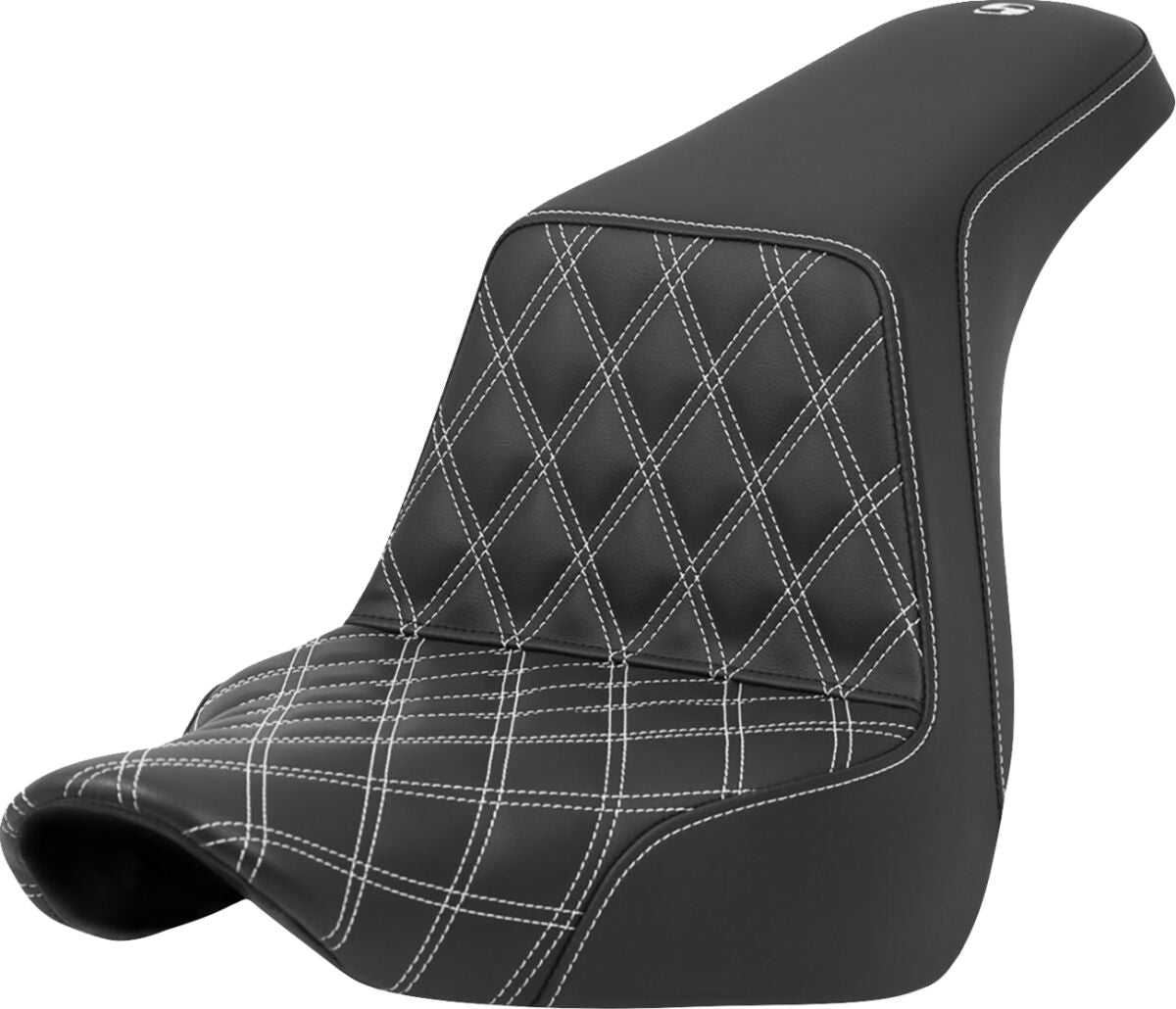 Step Up Front LS, White Stitch - 18+ Softail (Low Rider FXLR/FXLRS/FXLRST & Sport Glide FLSB) Seat Saddlemen Default Title