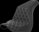 Saddlemen Step Up Front LS, Silver Stitch - 18+ Softail (Low Rider FXLR/FXLRS/FXLRST & Sport Glide FLSB) Seat Saddlemen