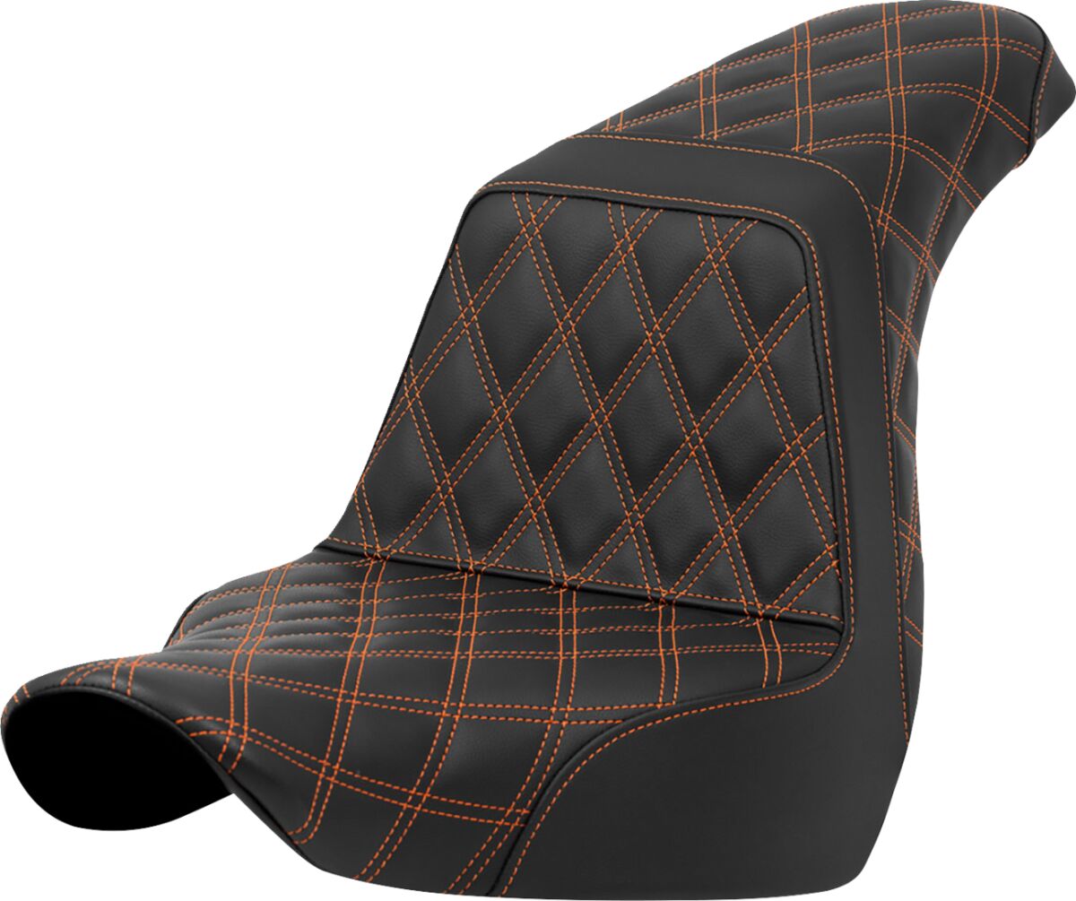 Step Up Full LS, Orange Stitch - 18+ Softail (Low Rider FXLR/FXLRS/FXLRST & Sport Glide FLSB) Seat Saddlemen Default Title