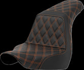 Saddlemen Step Up Full LS, Orange Stitch - 18+ Softail (Low Rider FXLR/FXLRS/FXLRST & Sport Glide FLSB) Seat Saddlemen