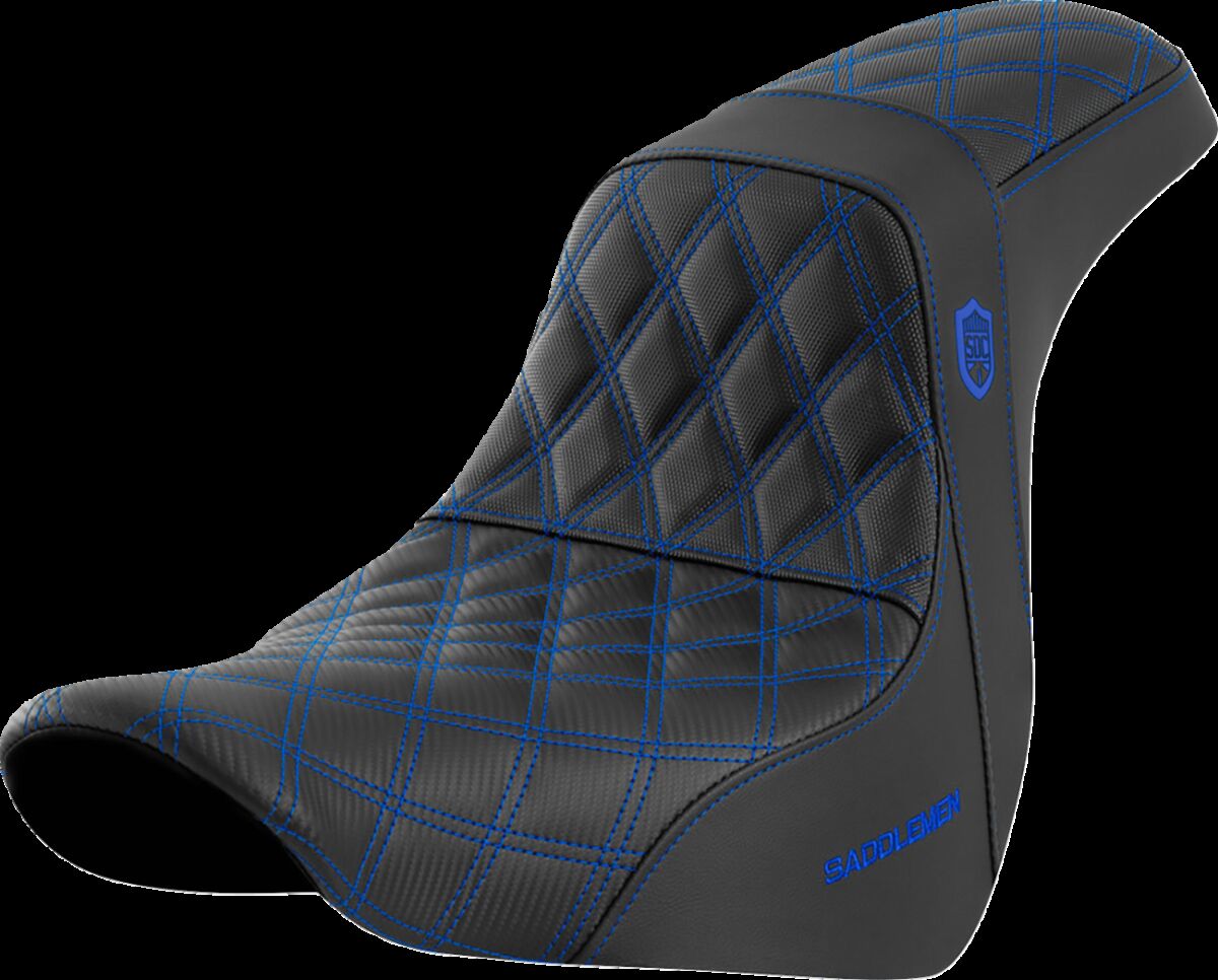 Saddlemen SDC Pro Series Performance Gripper Seat, Blue Stitch - 18+ Softail Seat Saddlemen