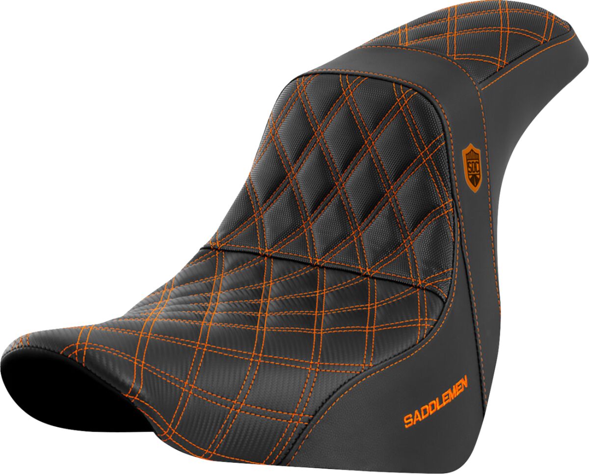 SDC Pro Series Performance Gripper Seat, Orange Stitch - 18+ Softail Seat Saddlemen Default Title