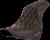 Saddlemen SDC Pro Series Performance Gripper Seat, Orange Stitch - 18+ Softail Seat Saddlemen