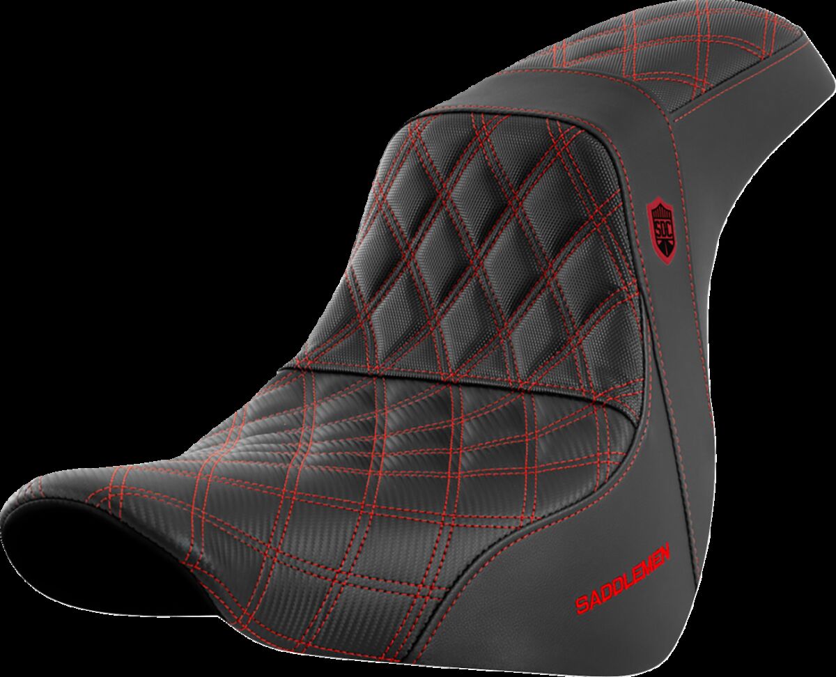 Saddlemen SDC Pro Series Performance Gripper Seat, Red Stitch - 18+ Softail Seat Saddlemen