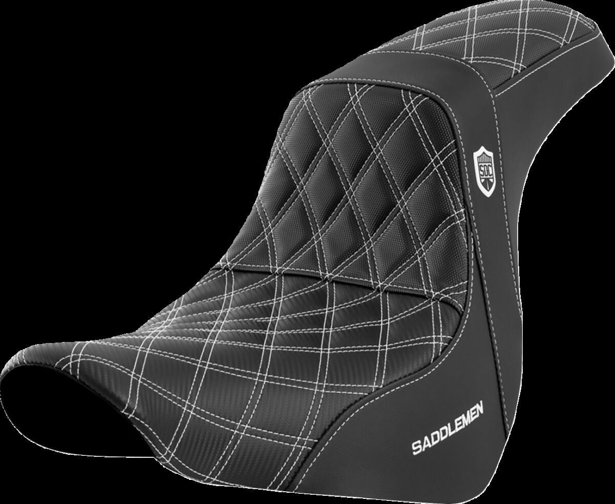Saddlemen SDC Pro Series Performance Gripper Seat, White Stitch - 18+ Softail Seat Saddlemen