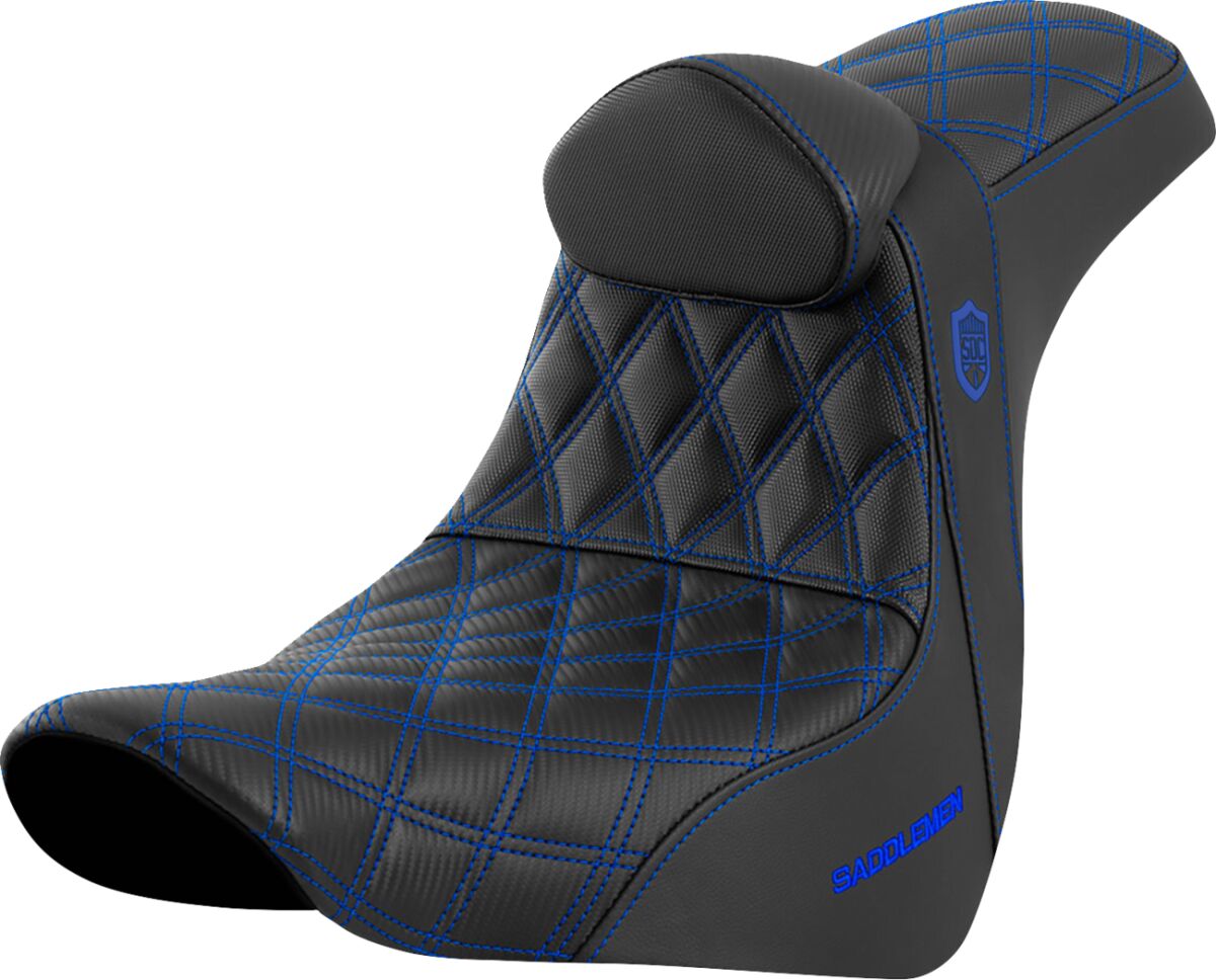 SDC Pro Series Performance Gripper Seat w/Lumbar Rest, Blue Stitch - 18+ Softail Seat Saddlemen Default Title