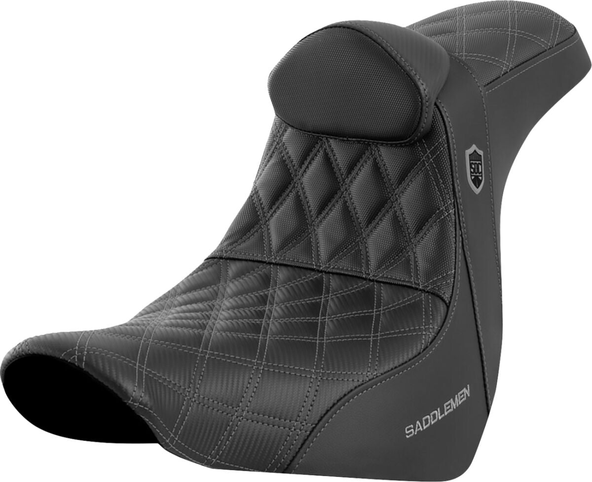 SDC Pro Series Performance Gripper Seat w/Lumbar Rest, Grey Stitch - 18+ Softail Seat Saddlemen Default Title