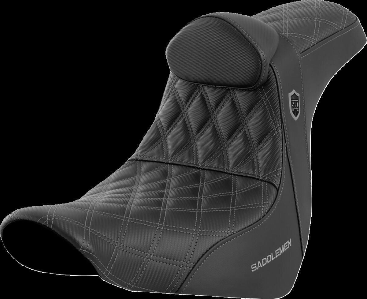 Saddlemen SDC Pro Series Performance Gripper Seat w/Lumbar Rest, Grey Stitch - 18+ Softail Seat Saddlemen