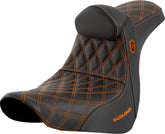 SDC Pro Series Performance Gripper Seat w/Lumbar Rest, Orange Stitch - 18+ Softail Seat Saddlemen Default Title