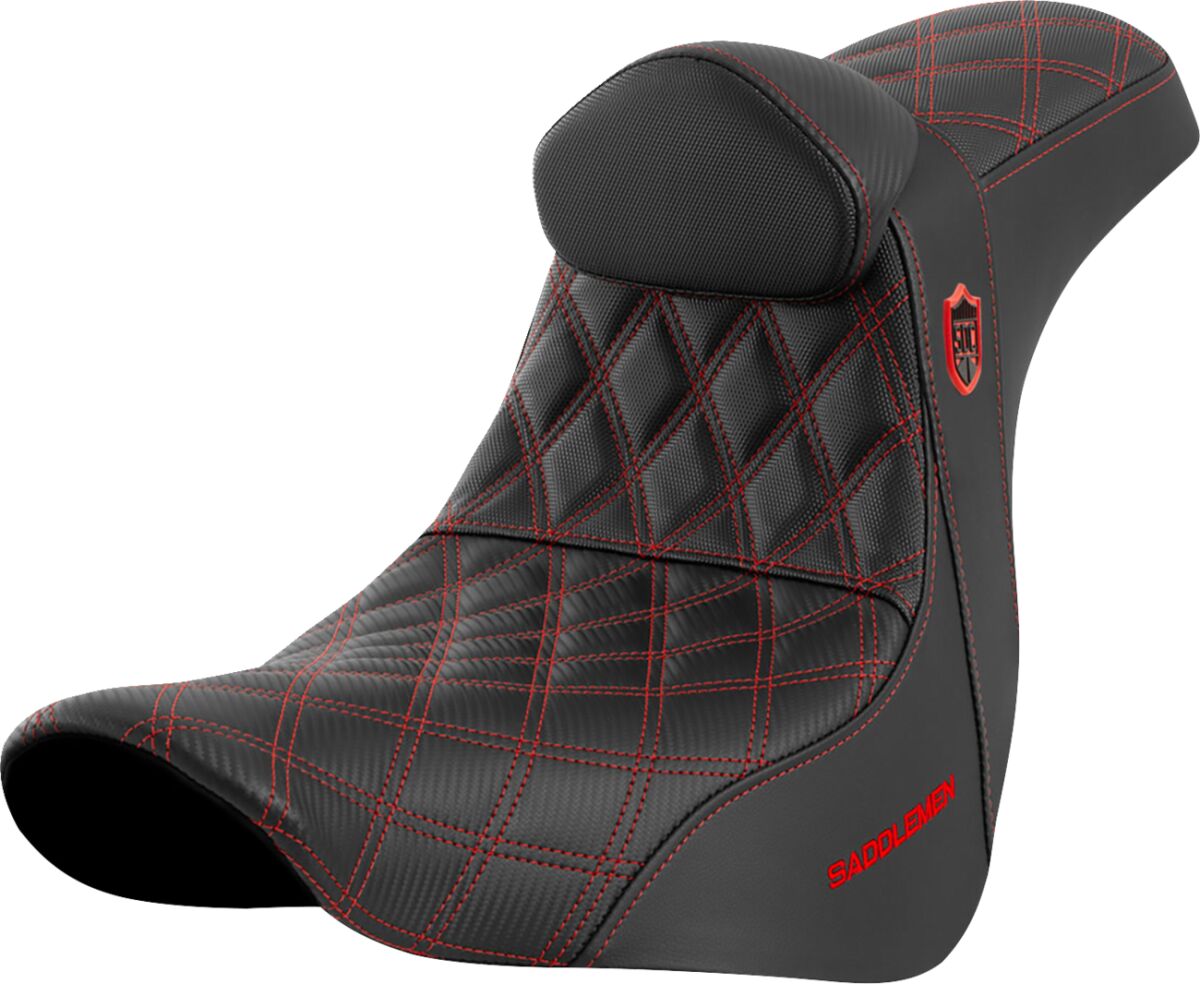 SDC Pro Series Performance Gripper Seat w/Lumbar Rest, Red Stitch - 18+ Softail Seat Saddlemen Default Title
