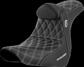 Saddlemen SDC Pro Series Performance Gripper Seat w/Lumbar Rest, White Stitch - 18+ Softail Seat Saddlemen