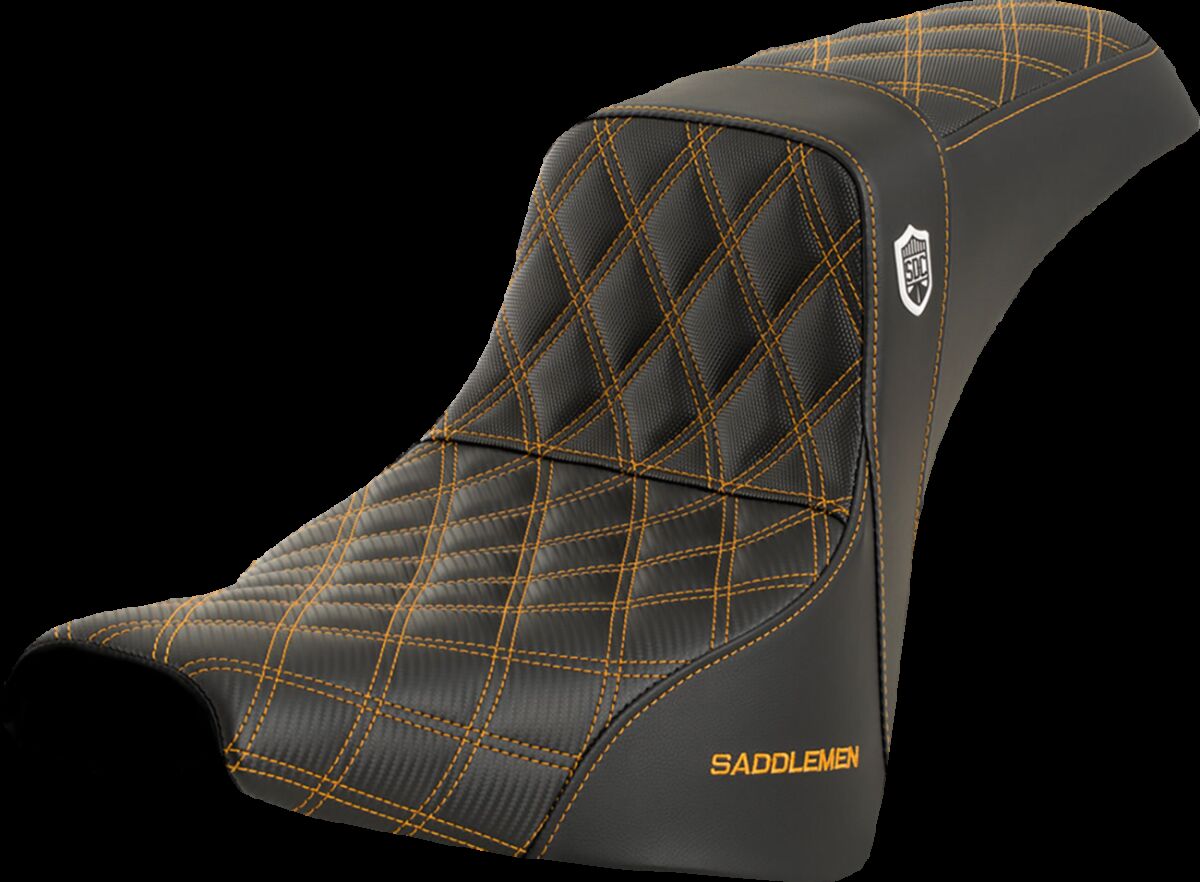 Saddlemen SDC Pro Series Performance Gripper Seat, Gold Stitch - 18+ Softail Seat Saddlemen