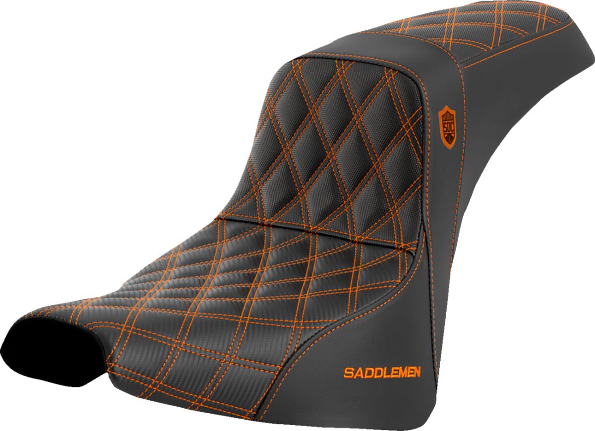 SDC Pro Series Performance Gripper Seat, Orange Stitch - 18+ Softail Seat Saddlemen Default Title