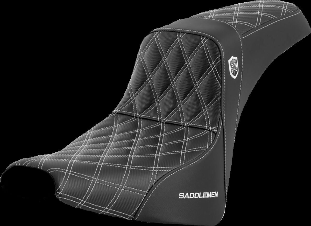 Saddlemen SDC Pro Series Performance Gripper Seat, White Stitch - 18+ Softail Seat Saddlemen