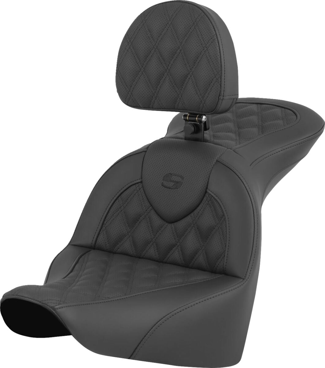 Saddlemen Roadsofa LS With Driver's Backrest Seat - 18+ Softail (Fat Boy FLFB/FLFBS, 2023-25 Breakout) Seat Saddlemen