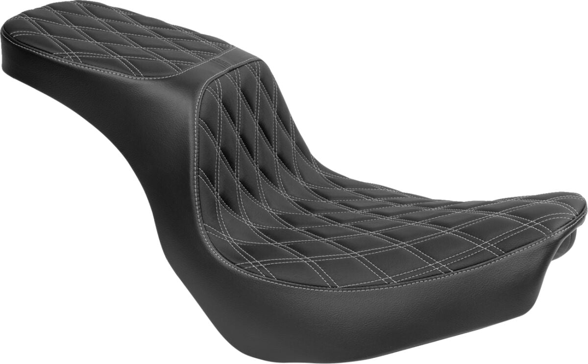 Drag Specialties Seats Predator 2 Up Seat Double Diamond Silver Stitching Fl/Fx Seat Drag Specialties Seats