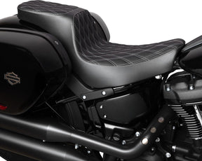 Drag Specialties Seats Predator 2 Up Seat Double Diamond Silver Stitching Fl/Fx Seat Drag Specialties Seats