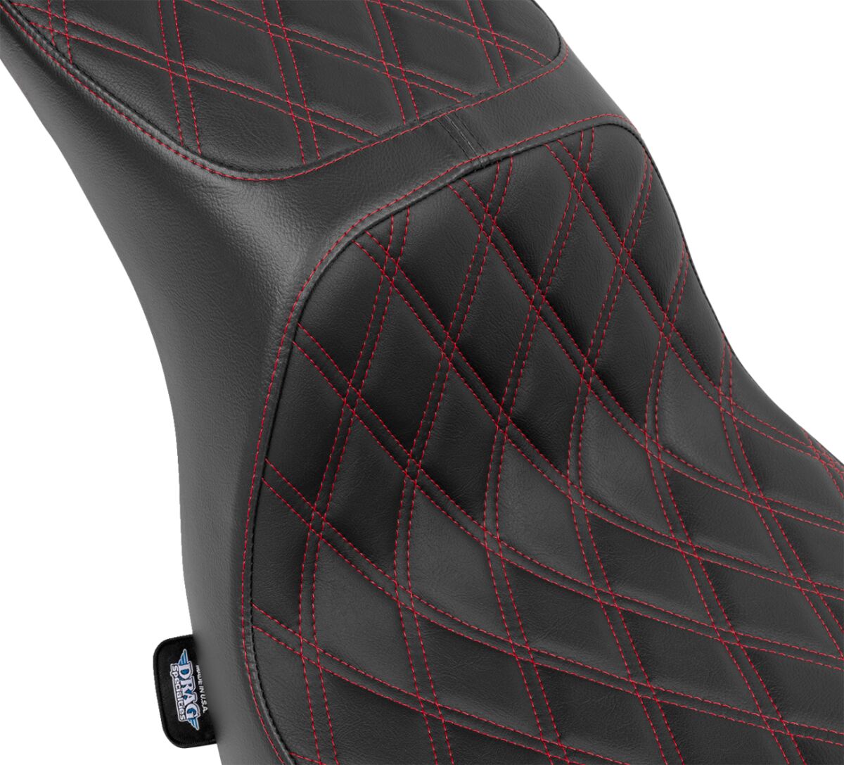 Drag Specialties Seats Predator 2 Up Seat Double Diamond Red Stitching Fl/Fx Seat Drag Specialties