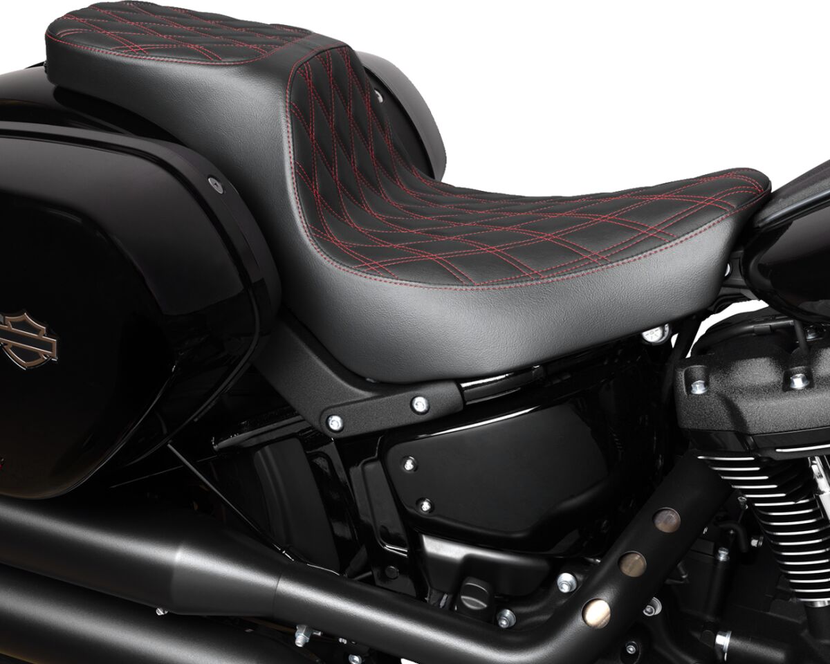 Drag Specialties Seats Predator 2 Up Seat Double Diamond Red Stitching Fl/Fx Seat Drag Specialties