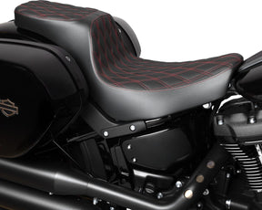 Drag Specialties Seats Predator 2 Up Seat Double Diamond Red Stitching Fl/Fx Seat Drag Specialties