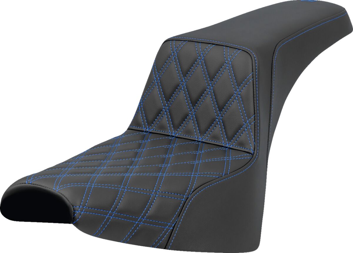 Saddlemen Step Up LS Seat, Blue Stitch - 18+ Softail (FXBB/FXST) Seat Saddlemen