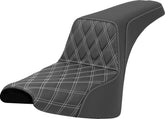 Saddlemen Step Up LS Seat, White Stitch - 18+ Softail (FXBB/FXST) Seat Saddlemen