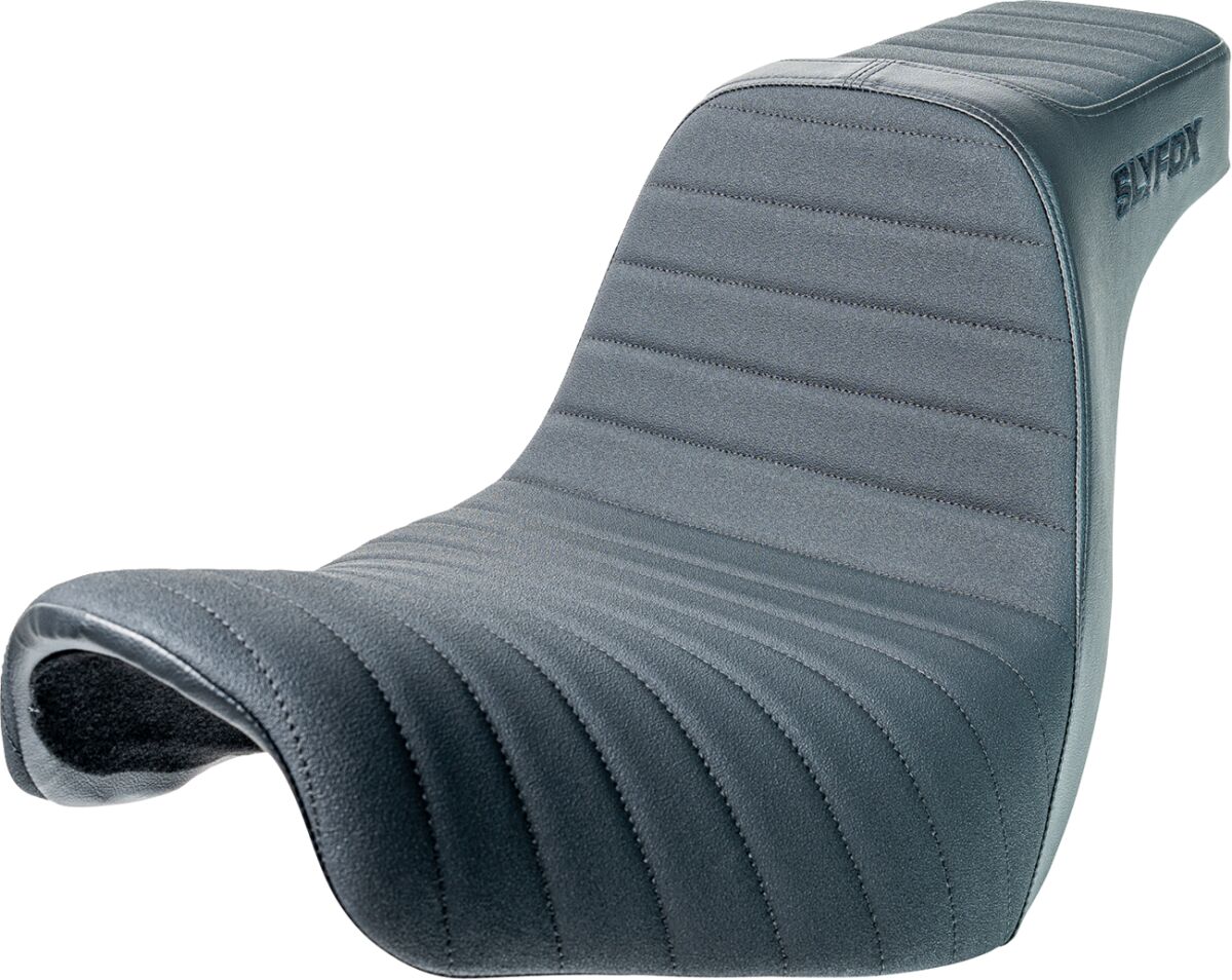 Slyfox Seat Highnoon 2up Black Vinyl SEATS-FOR HARLEY SOFTTAIL Slyfox