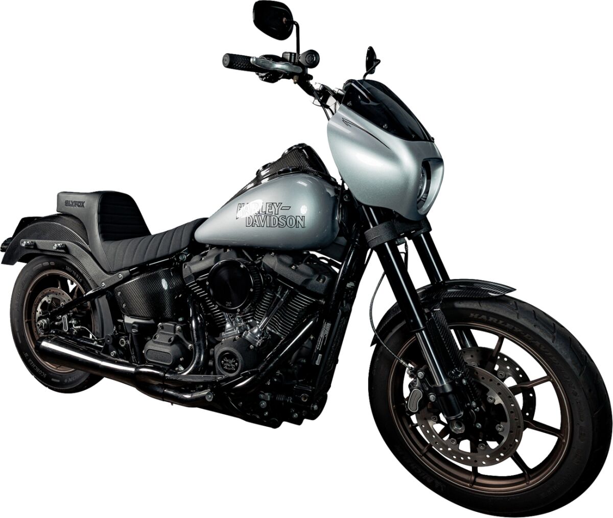 Slyfox Seat Highnoon 2up Black Vinyl SEATS-FOR HARLEY SOFTTAIL Slyfox