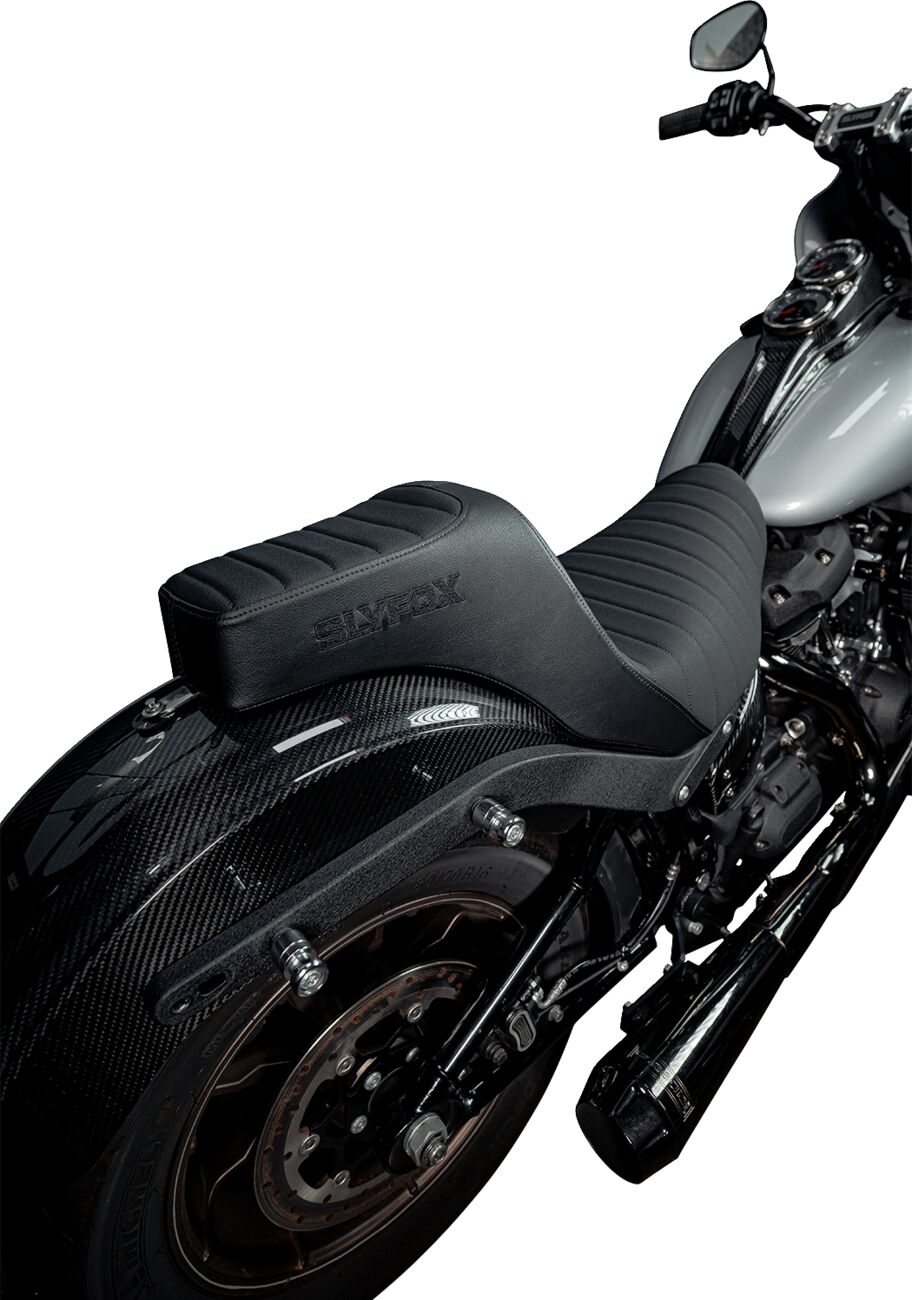 Slyfox Seat Highnoon 2up Black Vinyl SEATS-FOR HARLEY SOFTTAIL Slyfox