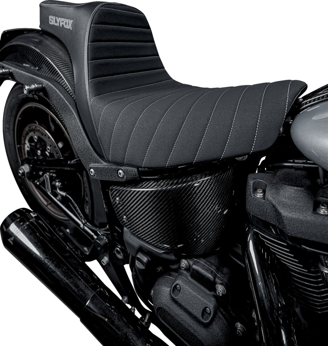 Slyfox Seat Highnoon 2 Up Blk Vinyl W/ SEATS-FOR HARLEY SOFTTAIL Slyfox