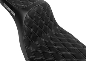 Slyfox Seat Highnoon Silver Logo Slip SEATS-FOR HARLEY SOFTTAIL Slyfox