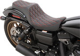 Drag Specialties Seats Seat Predator Iii Double Diamond Black/Red Seat Drag Specialties