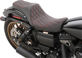 Drag Specialties Seats Seat Predator Iii Double Diamond Black/Red Seat Drag Specialties