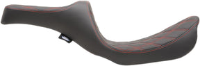 Drag Specialties Seats Seat Predator Iii Double Diamond Black/Red Seat Drag Specialties