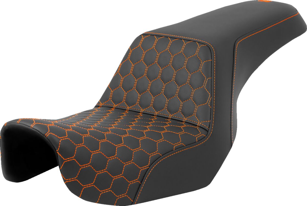 Saddlemen Step Up HC Seat, Orange Stitch - 06-17 Dyna Seat Saddlemen