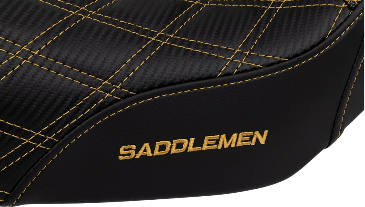 SDC Pro Series Performance Gripper Seat, Gold Stitch - 06-17 Dyna Seat Saddlemen
