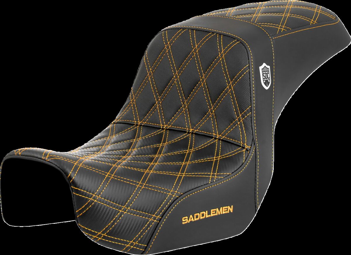 Saddlemen SDC Pro Series Performance Gripper Seat, Gold Stitch - 06-17 Dyna Seat Saddlemen