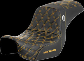 Saddlemen SDC Pro Series Performance Gripper Seat, Gold Stitch - 06-17 Dyna Seat Saddlemen