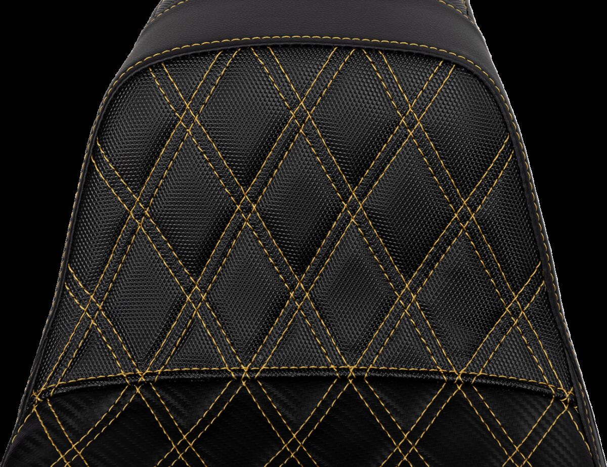 Saddlemen SDC Pro Series Performance Gripper Seat, Gold Stitch - 06-17 Dyna Seat Saddlemen