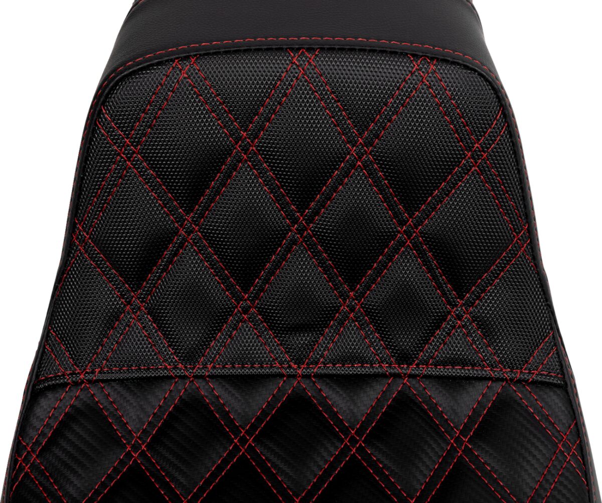 SDC Pro Series Performance Gripper Seat, Red Stitch - 06-17 Dyna Seat Saddlemen