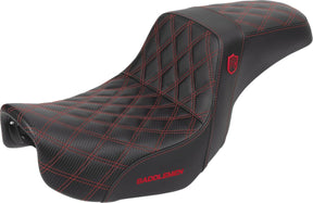 Saddlemen SDC Pro Series Performance Gripper Seat, Red Stitch - 06-17 Dyna Seat Saddlemen
