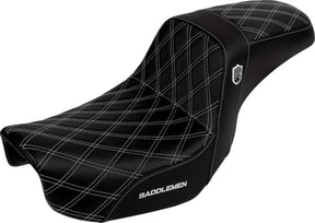SDC Pro Series Performance Gripper Seat, White Stitch - 06-17 Dyna Seat Saddlemen