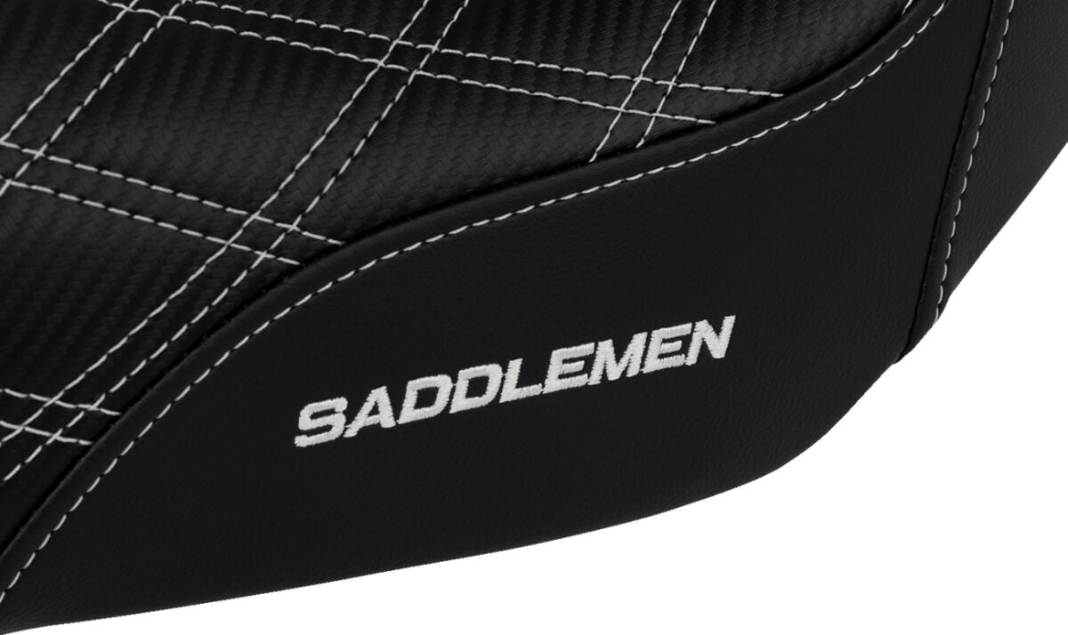 SDC Pro Series Performance Gripper Seat, White Stitch - 06-17 Dyna Seat Saddlemen