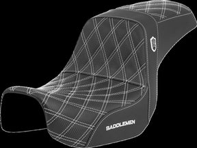 Saddlemen SDC Pro Series Performance Gripper Seat, White Stitch - 06-17 Dyna Seat Saddlemen