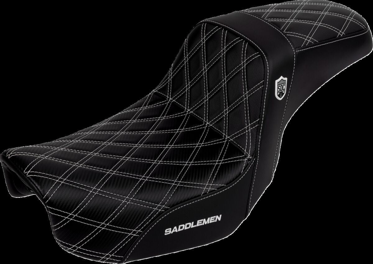 Saddlemen SDC Pro Series Performance Gripper Seat, White Stitch - 06-17 Dyna Seat Saddlemen
