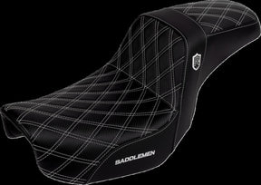 Saddlemen SDC Pro Series Performance Gripper Seat, White Stitch - 06-17 Dyna Seat Saddlemen