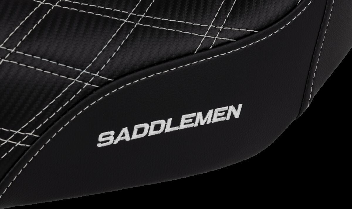 Saddlemen SDC Pro Series Performance Gripper Seat, White Stitch - 06-17 Dyna Seat Saddlemen