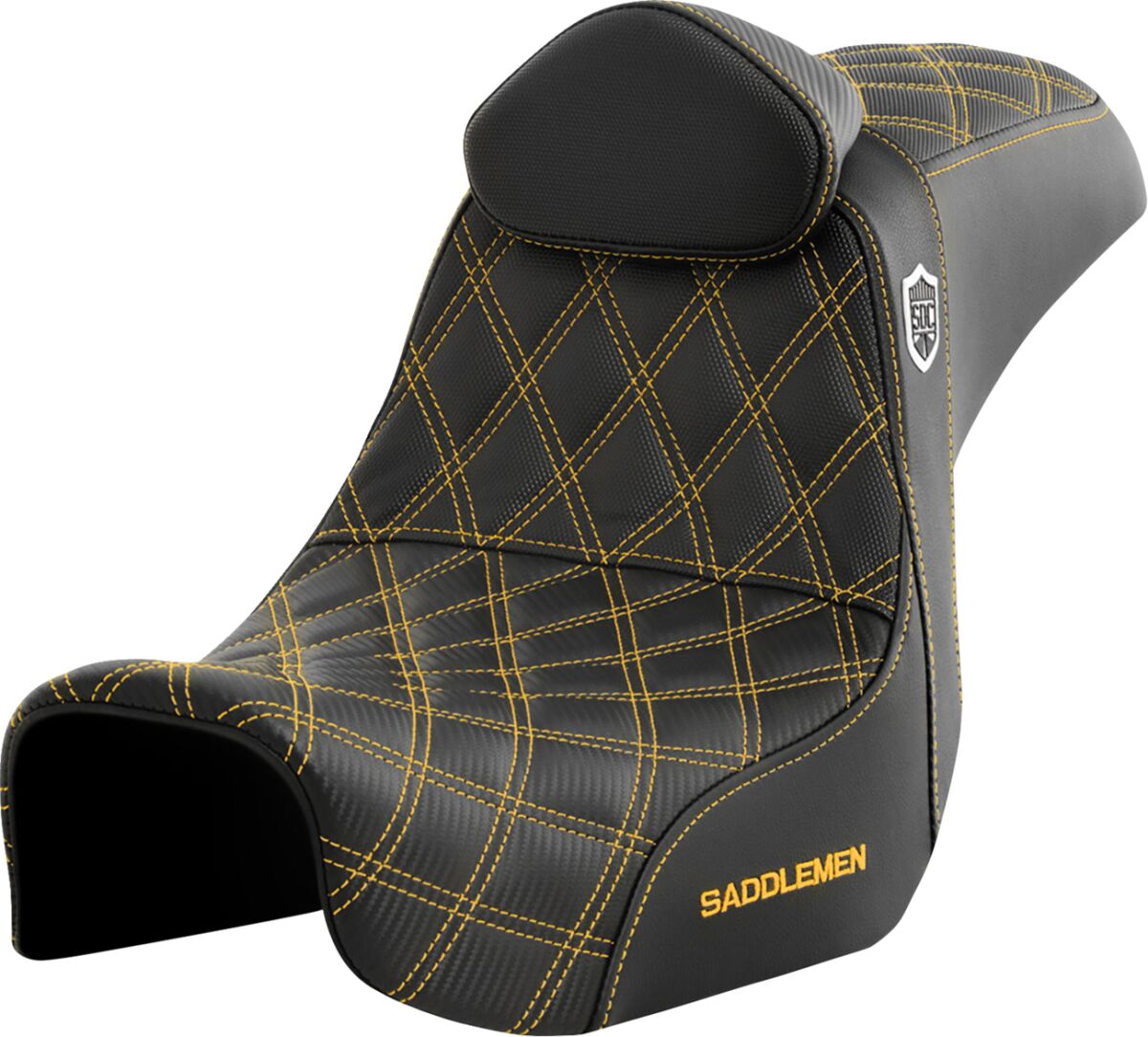 SDC Pro Series Performance Gripper Seat w/Lumbar Rest, Gold Stitch - 06-17 Dyna Seat Saddlemen Default Title